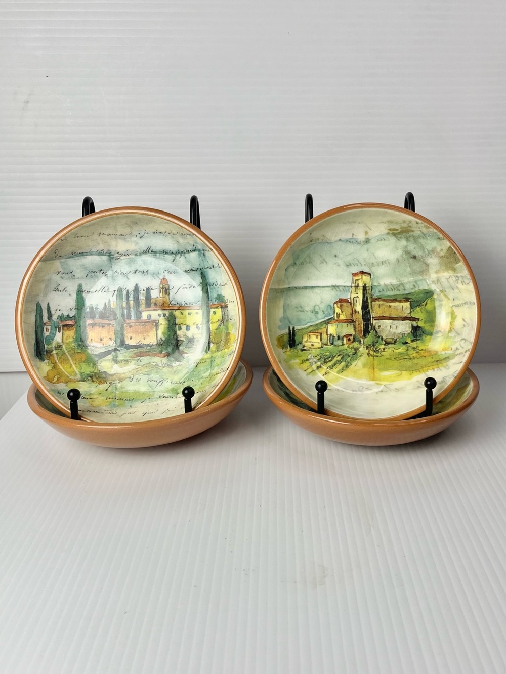 Williams-Sonoma Paysage bread Dipping dishes 4pc Tuscan Landscape By Marc Lacaze